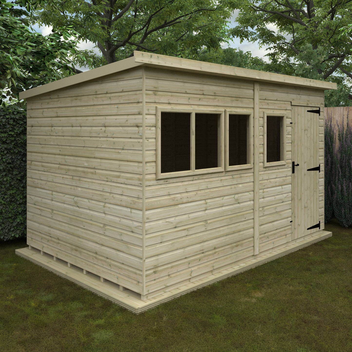 Tanalised Deluxe Pent Garden Shed - Premium Garden Storage Solution