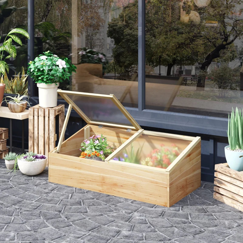 Outsunny Wooden Cold Frame Greenhouse