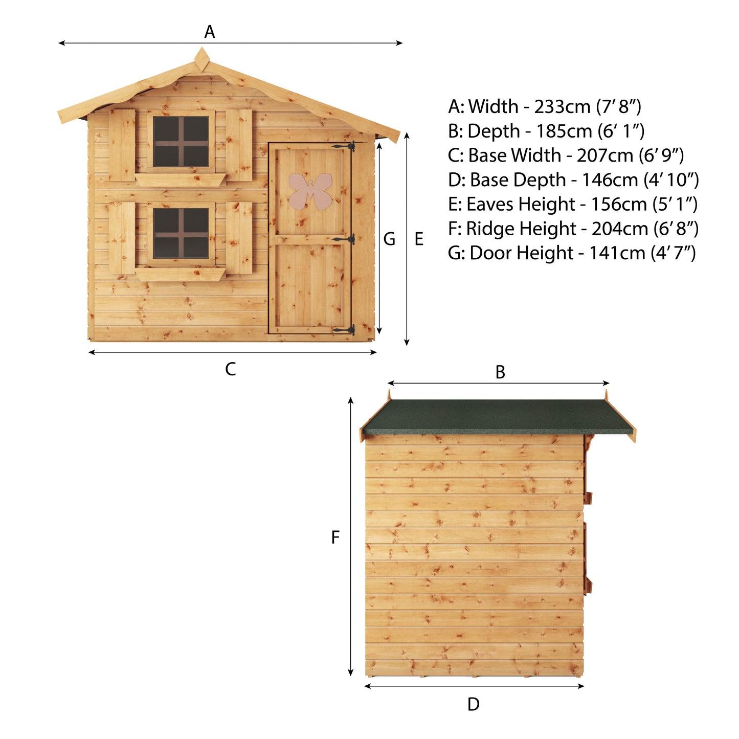 7 x 5 Snowdrop Apex Wooden Playhouse with Loft