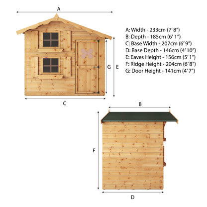 7 x 5 Snowdrop Apex Wooden Playhouse with Loft