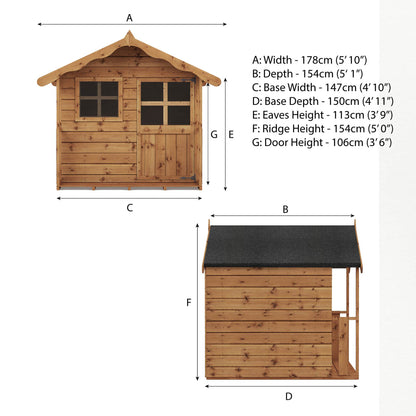 5 x 5 Poppy Apex Wooden Playhouse