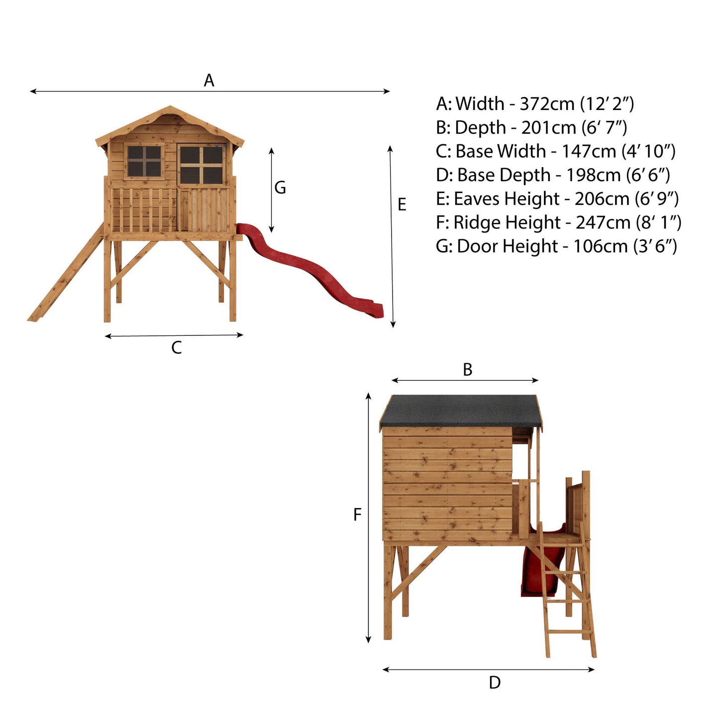 Poppy Tower Wooden Playhouse with Slide