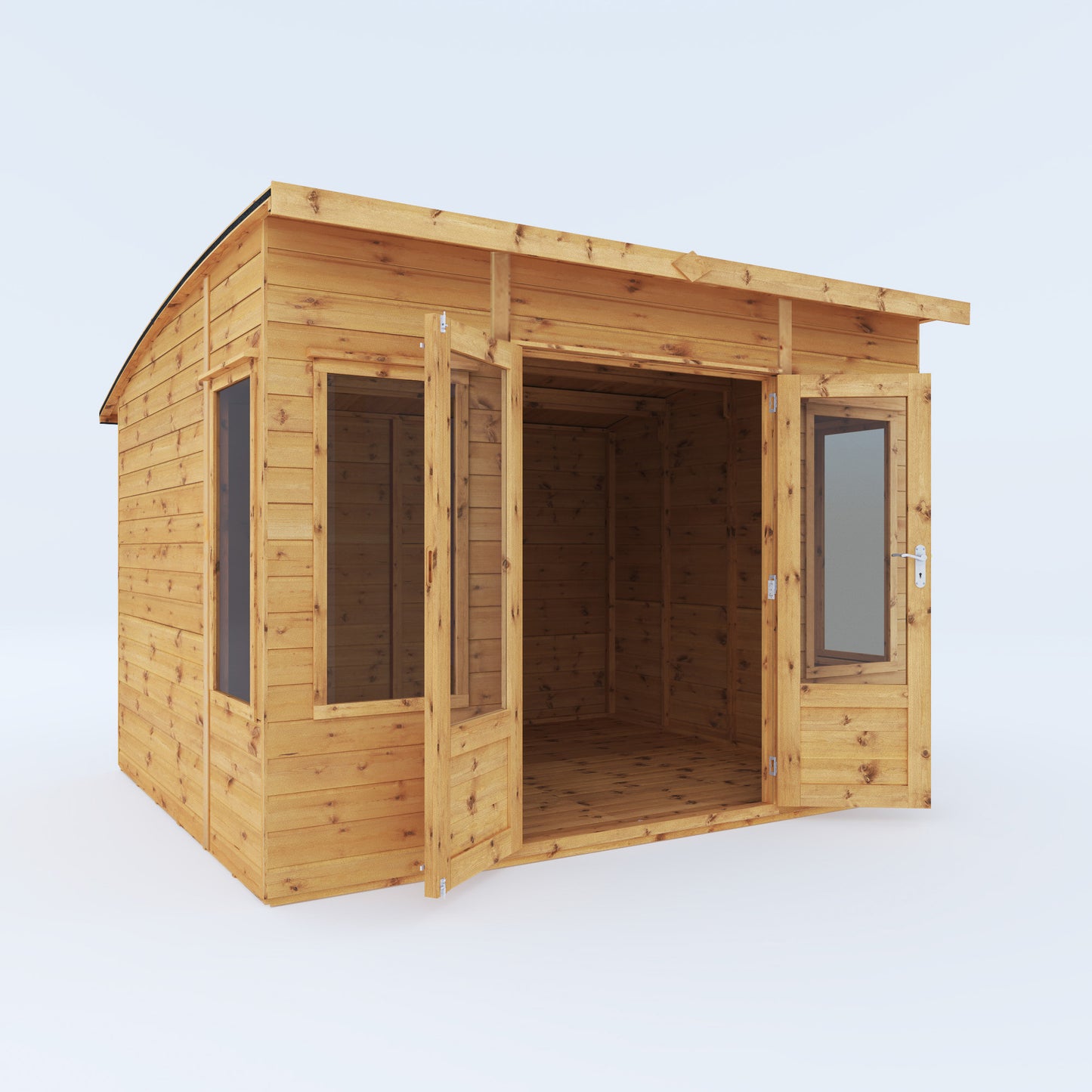 Wooden Summerhouse Shiplap T&G Curved Roof Double Door - Helios