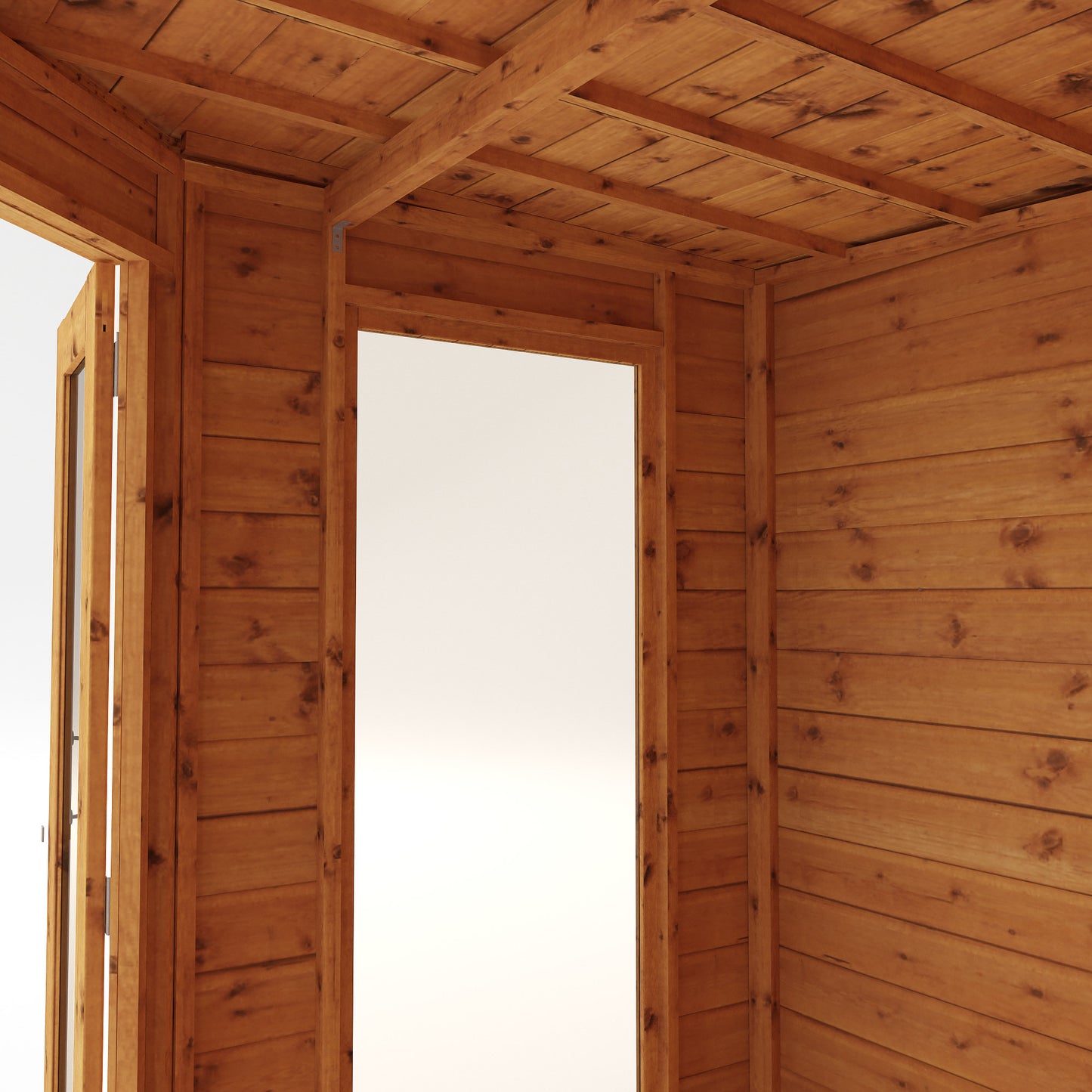 Premium Wooden Corner Summerhouse Shiplap Tounge & Groove French Doors