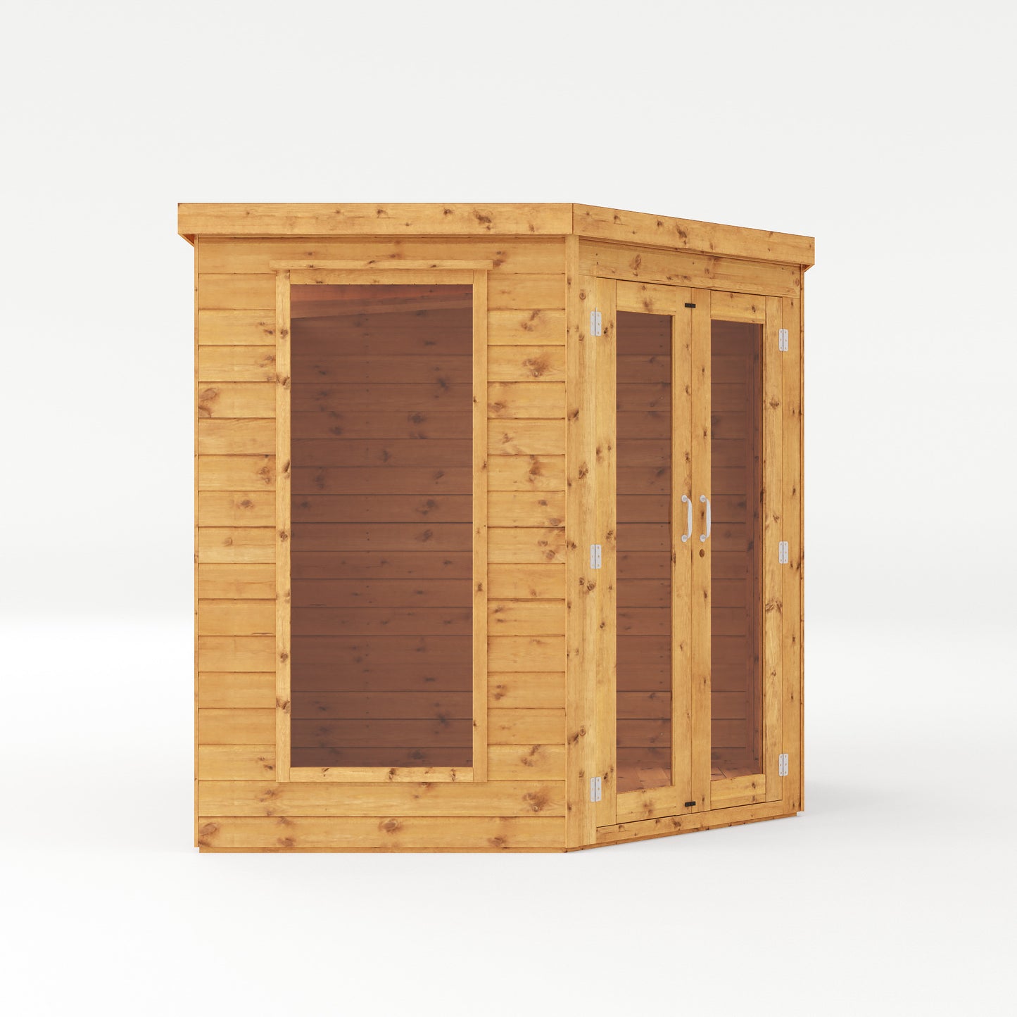Premium Wooden Corner Summerhouse Shiplap Tounge & Groove French Doors