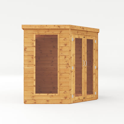 Premium Wooden Corner Summerhouse Shiplap Tounge & Groove French Doors