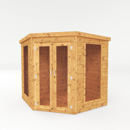 Premium Wooden Corner Summerhouse Shiplap Tounge & Groove French Doors