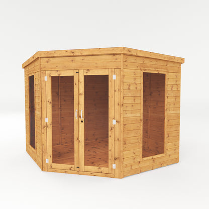 Premium Wooden Corner Summerhouse Shiplap Tounge & Groove French Doors