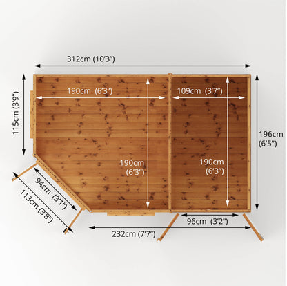 Wooden Corner Summerhouse with Side Shed