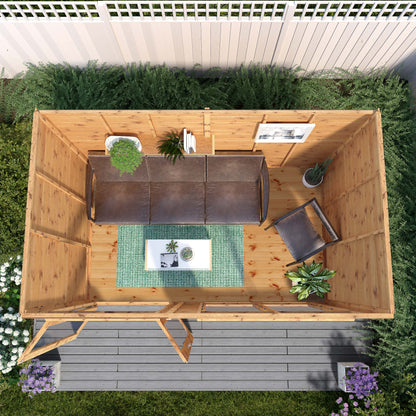 Wooden Pent Roof Summerhouse Double Door Large Windows