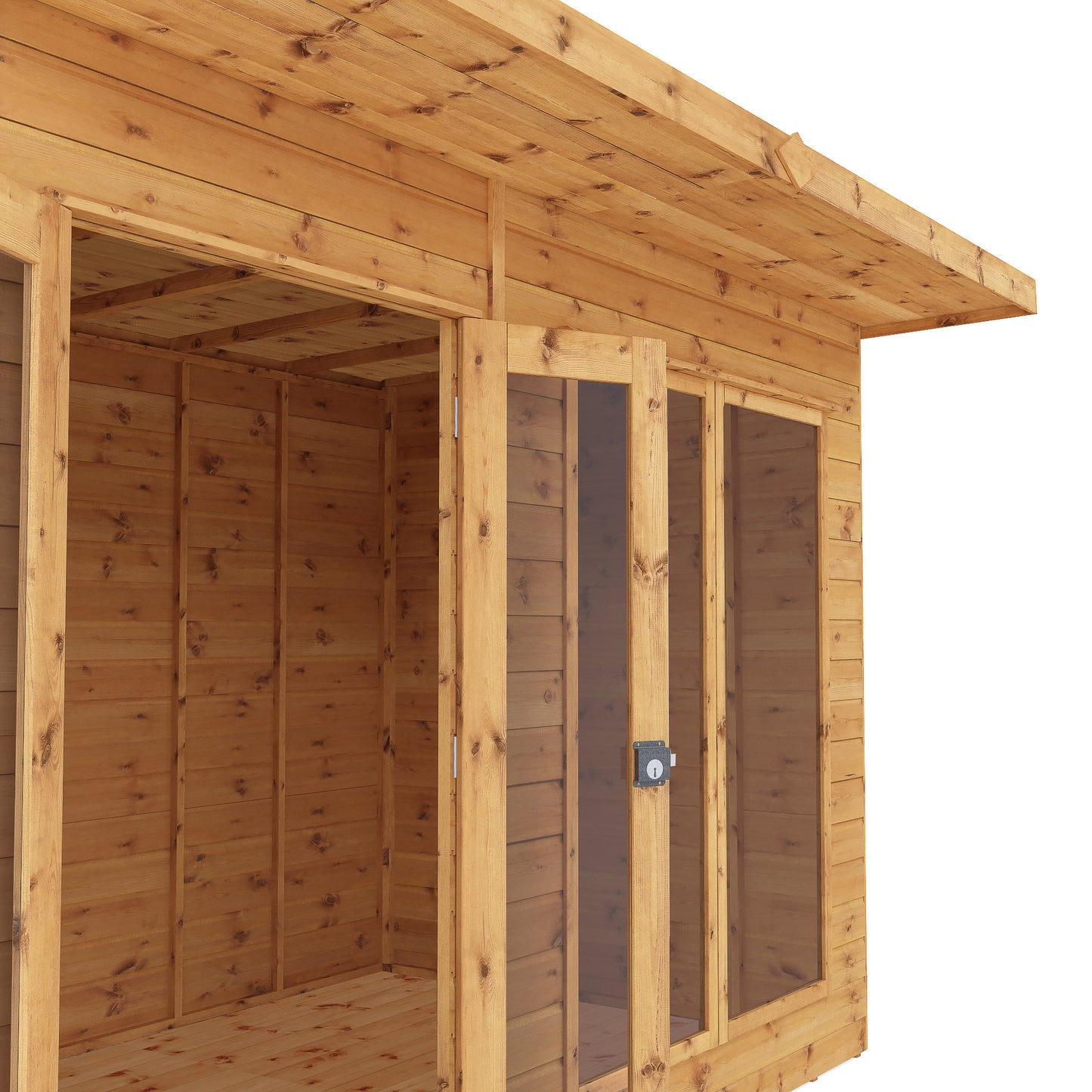 Wooden Pent Roof Summerhouse Double Door Large Windows