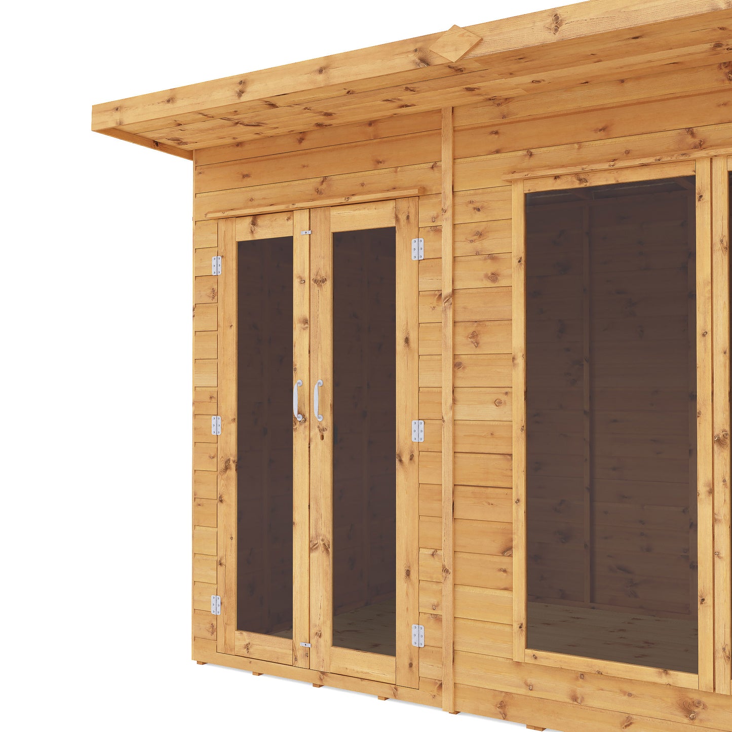 Wooden Pent Roof Summerhouse Double Door Large Windows