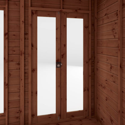 Wooden Pent Roof Summerhouse with Side Shed Large Windows