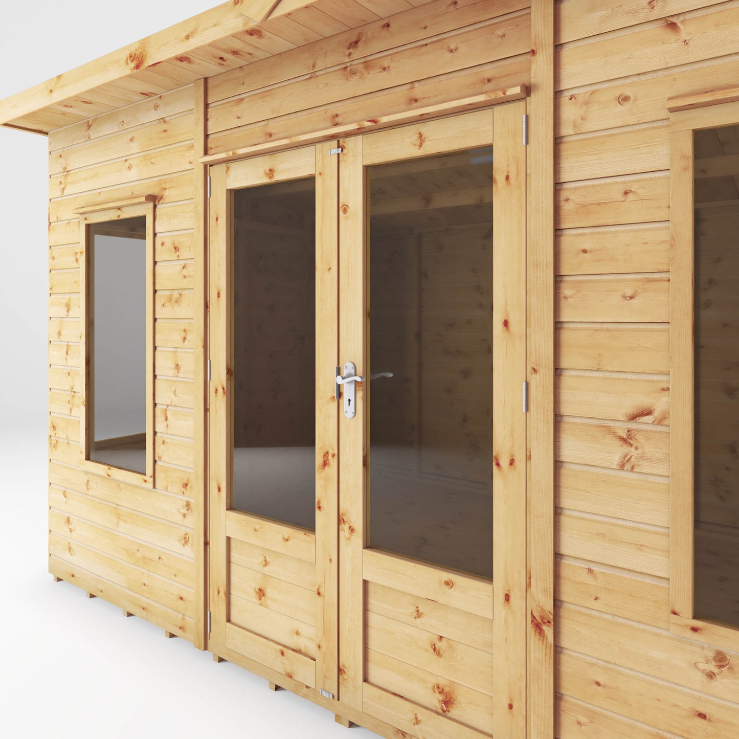 Wooden Summerhouse Shiplap T&G Curved Roof Double Door - Helios