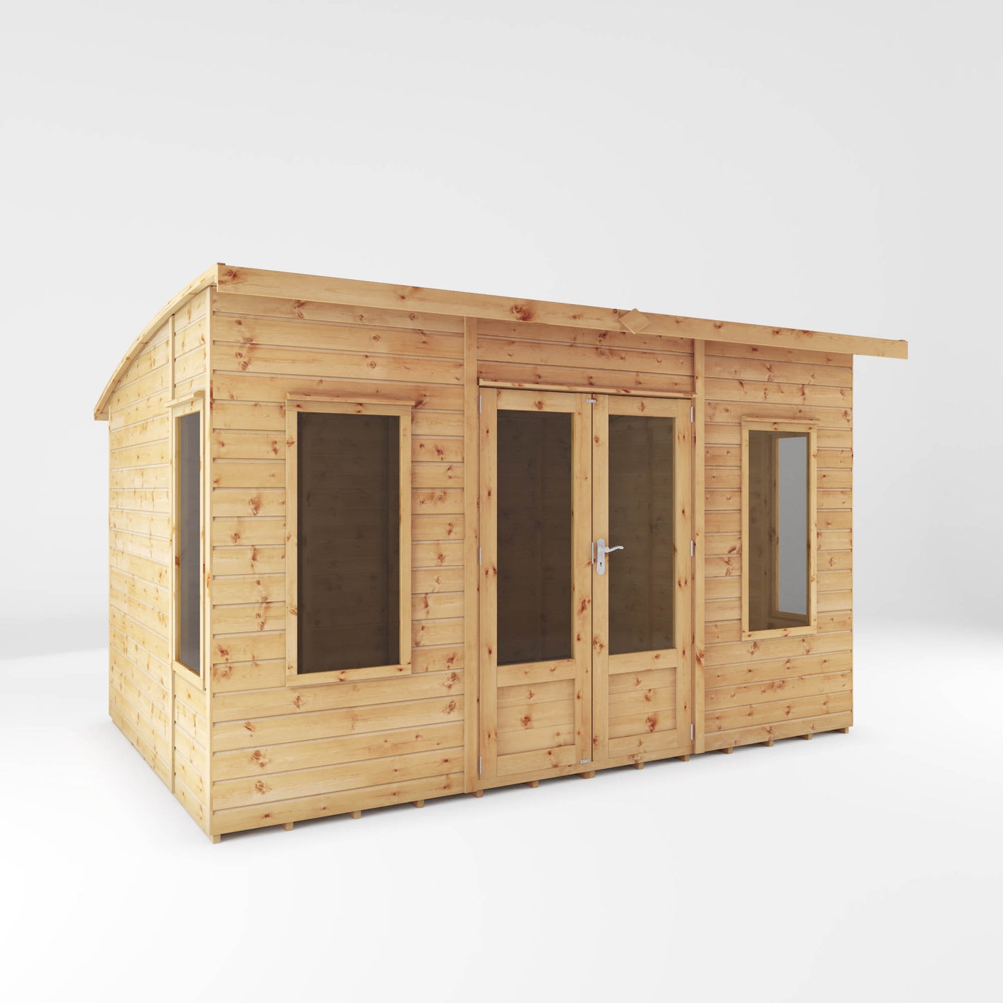 Wooden Summerhouse Shiplap T&G Curved Roof Double Door - Helios