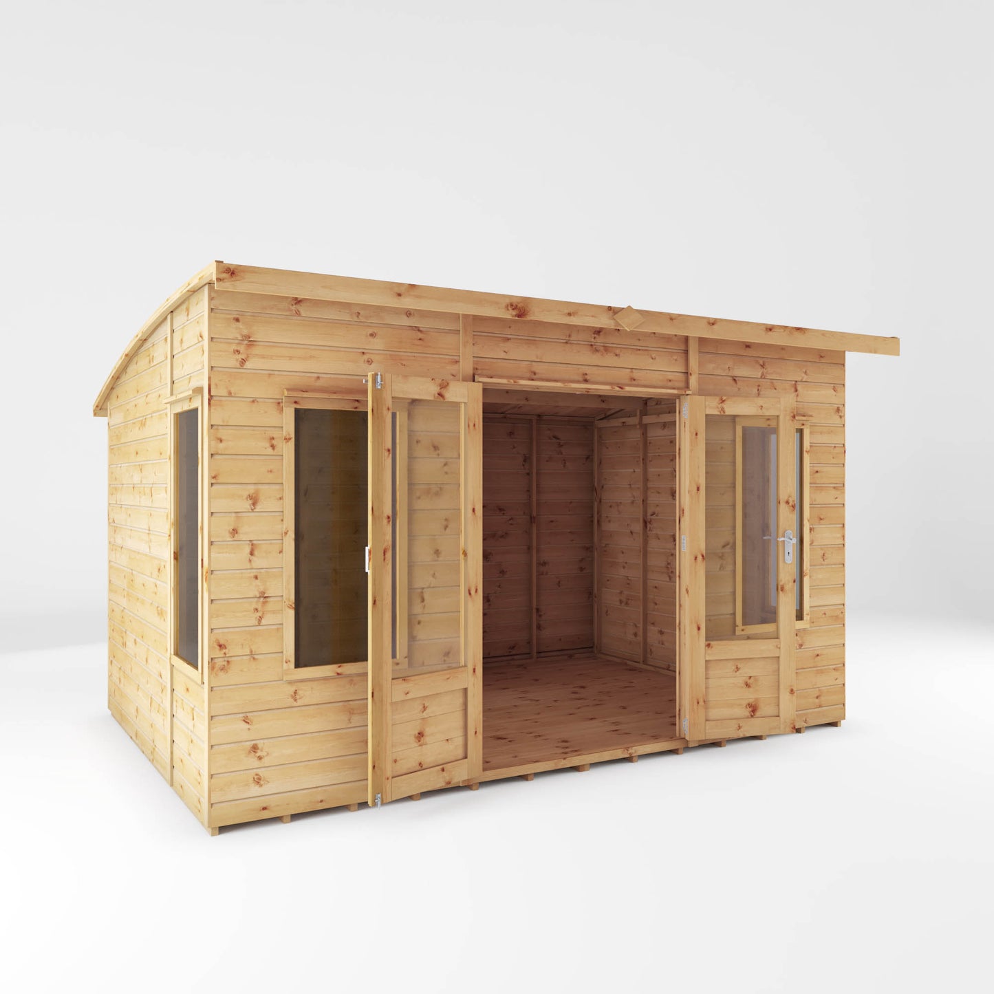 Wooden Summerhouse Shiplap T&G Curved Roof Double Door - Helios