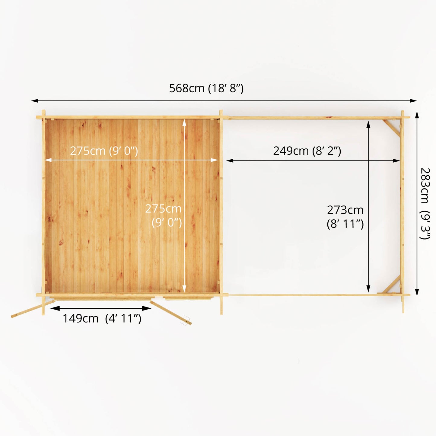 Elite Pent Log Cabin With Slatted or Patio Area