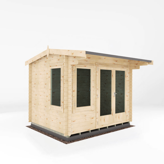 UK Made Marlborough Log Cabin 28mm Thick Logs Toughened Glass Summerhouse