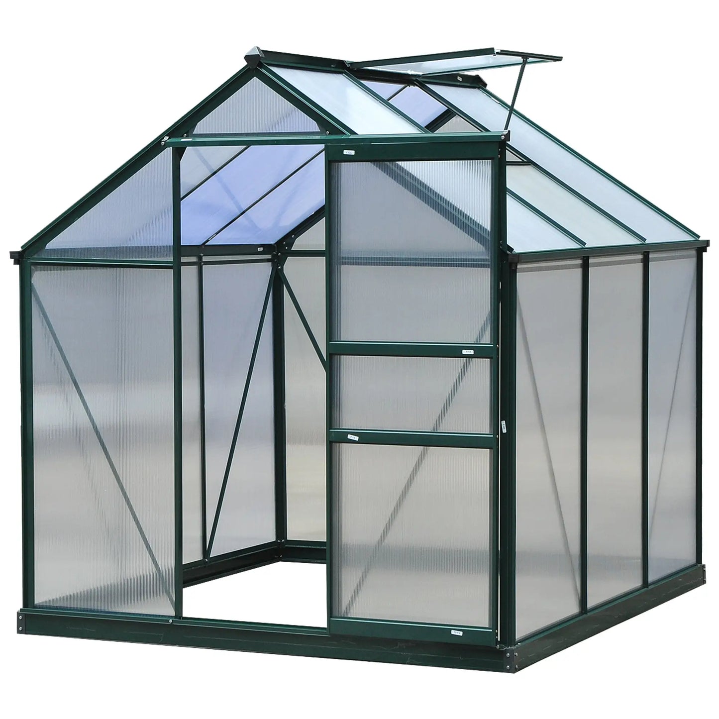 Polycarbonate Greenhouse, Large Walk-In Green House with Slide Door and Window