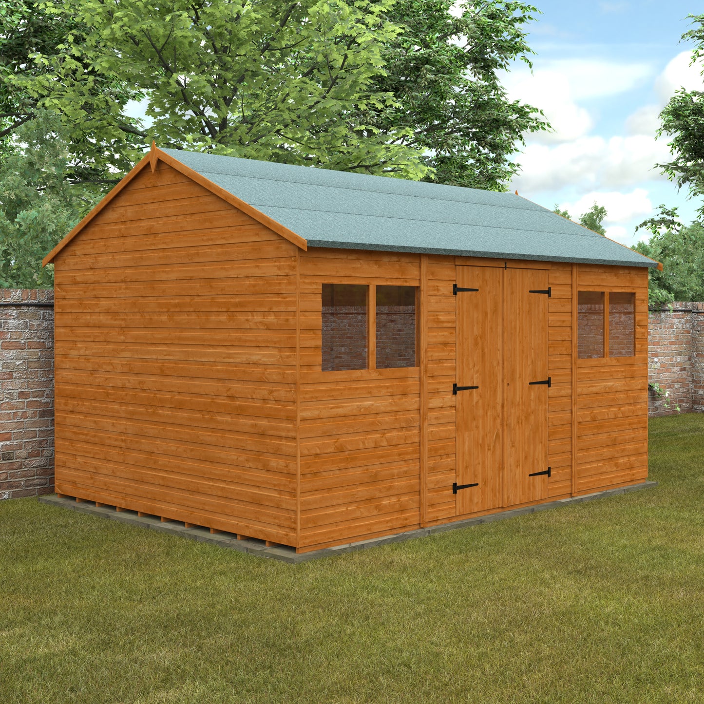 Workman Apex Wooden Shed - Spacious Storage with Full Height Double Doors