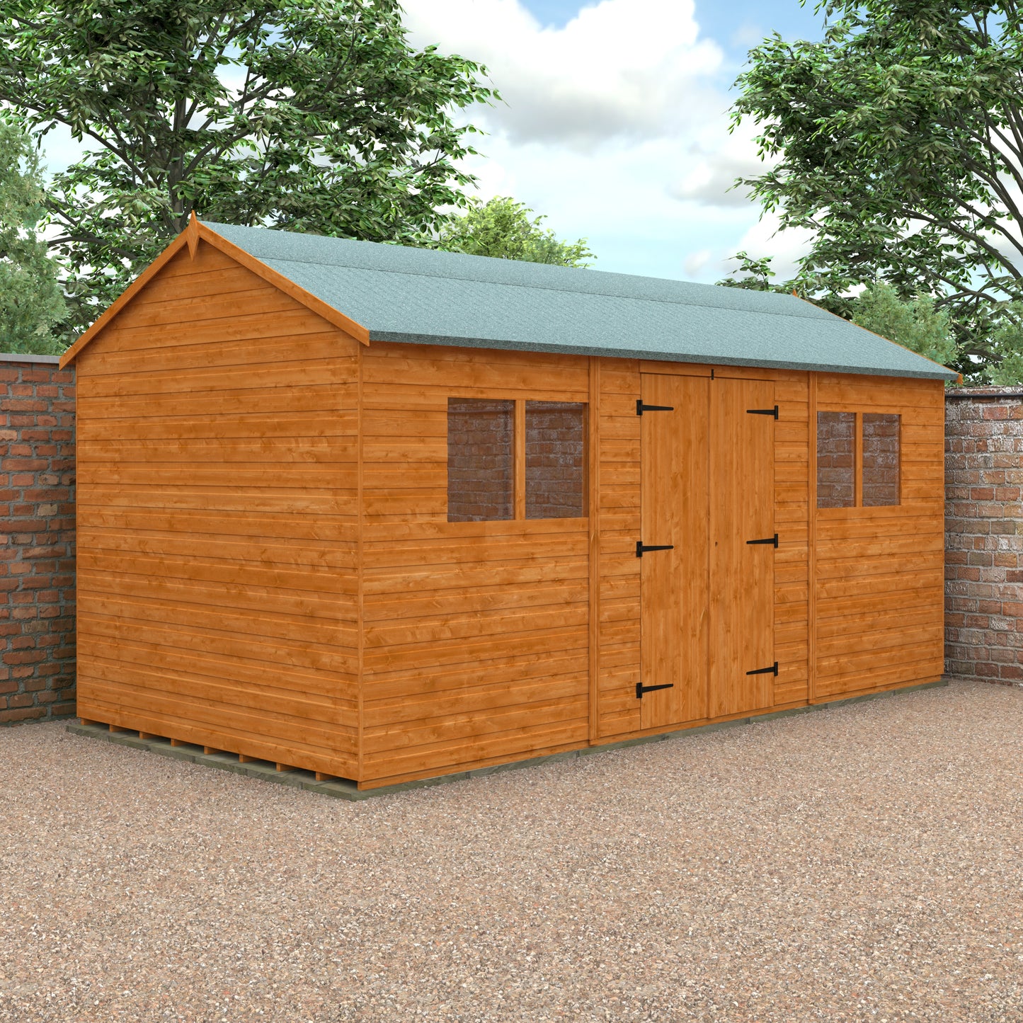 Workman Apex Wooden Shed - Spacious Storage with Full Height Double Doors