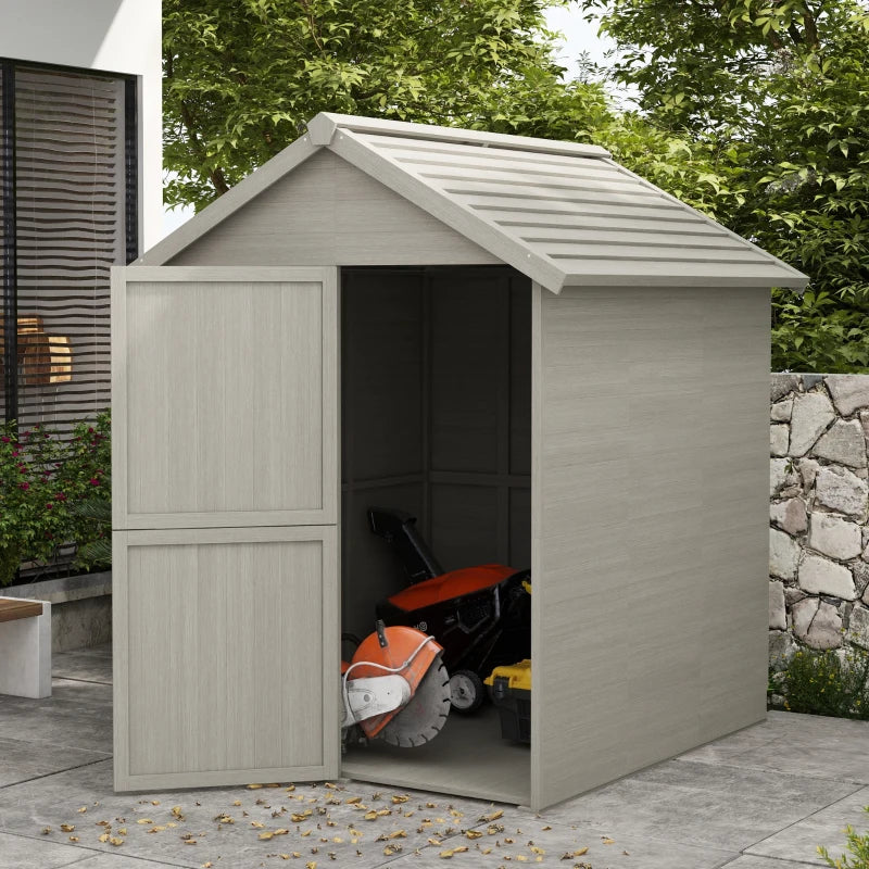 Outsunny 6 x 6.5ft Wooden Garden Shed, with Floor - Grey