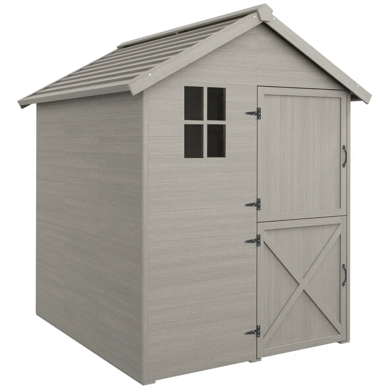 Outsunny 6 x 6.5ft Wooden Garden Shed, with Floor - Grey