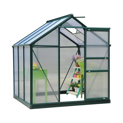 Polycarbonate Greenhouse, Large Walk-In Green House with Slide Door and Window