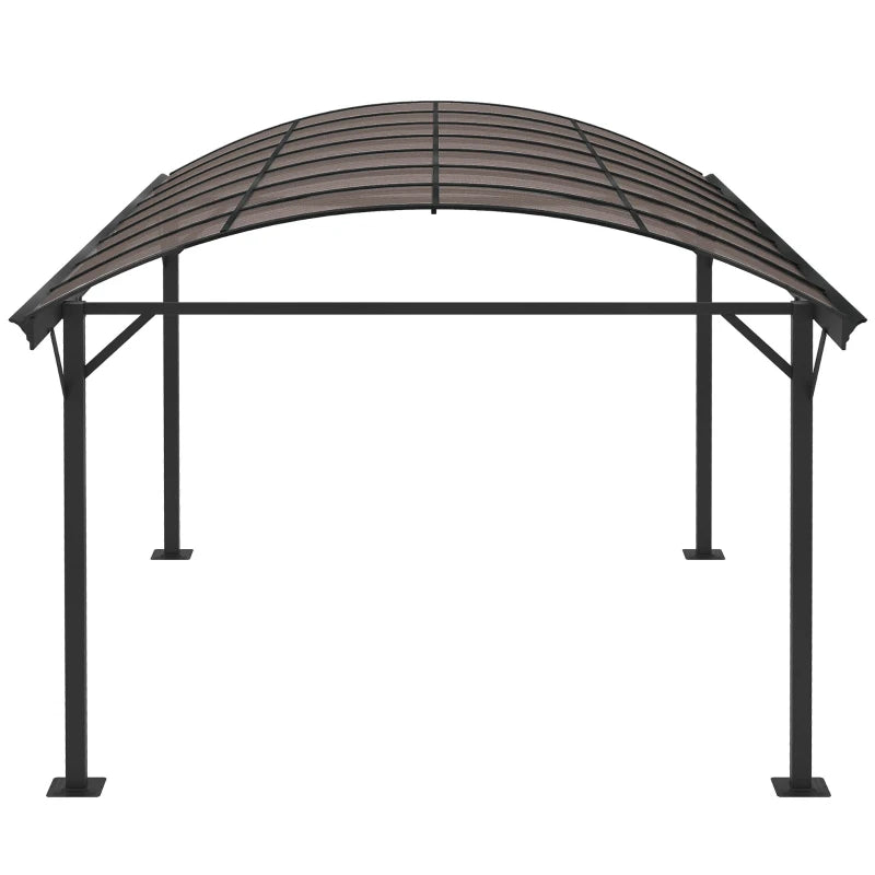 Outsunny 5 x 3m Hardtop Pergola Aluminium Gazebo Pavilion Garden Shelter Carport with Polycarbonate Roof - Brown