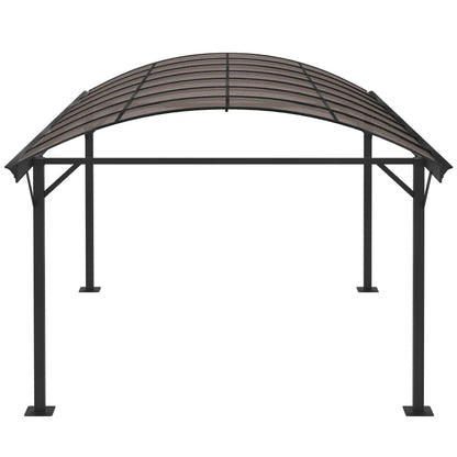 Outsunny 5 x 3m Hardtop Pergola Aluminium Gazebo Pavilion Garden Shelter Carport with Polycarbonate Roof - Brown