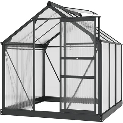 Polycarbonate Greenhouse, Large Walk-In Green House with Slide Door and Window