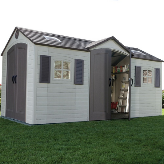 Lifetime 15x8ft Heavy Duty Plastic Shed - Dual Entrance