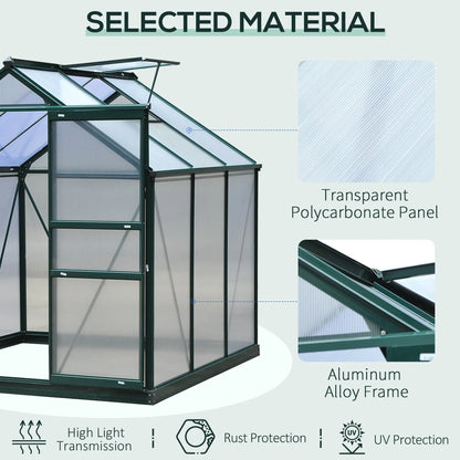 Polycarbonate Greenhouse, Large Walk-In Green House with Slide Door and Window