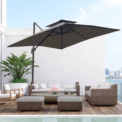 Outsunny Cantilever Parasol with 360° Rotation & Angle Adjustment - Dark Grey