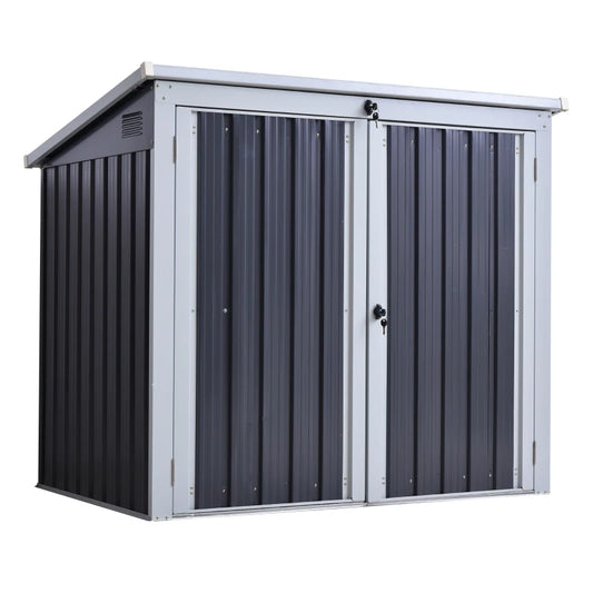 Premium Steel Garden Storage Shed with Double Door Lid for 2 Rubbish Bins