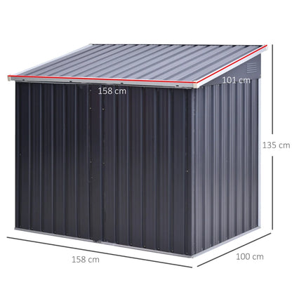 Premium Steel Garden Storage Shed with Double Door Lid for 2 Rubbish Bins