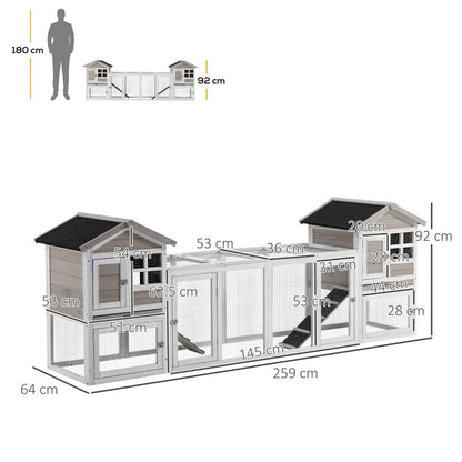 Premium 2-in-1 Wooden Rabbit Hutch with Outdoor Run - Ideal for Small Animals