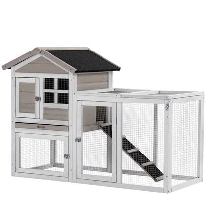 Premium 2-in-1 Wooden Rabbit Hutch with Outdoor Run - Ideal for Small Animals