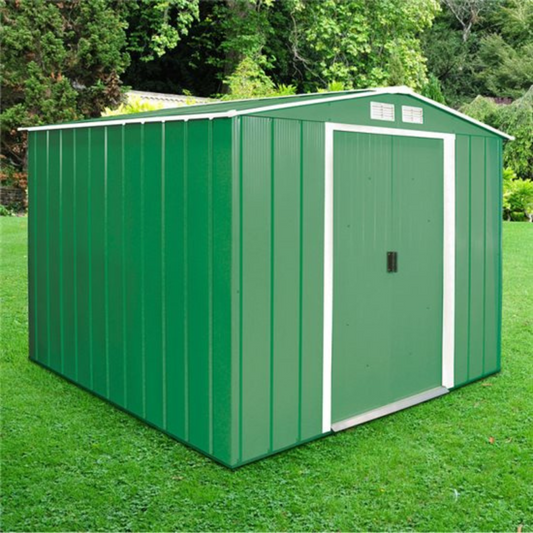 Sapphire 8x8ft Apex Metal Shed - Green