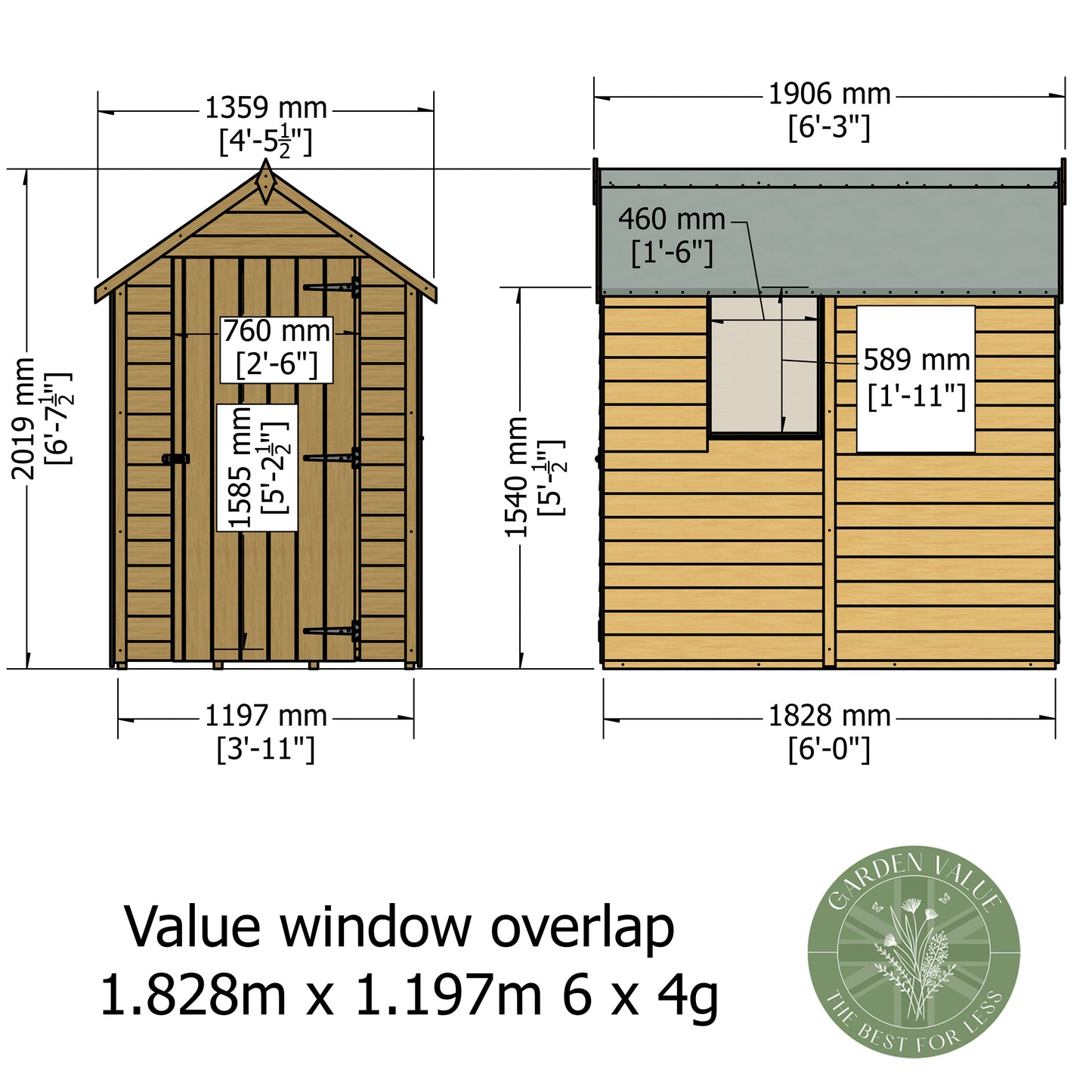 Garden Value Overlap 6' x 4' with or without windows